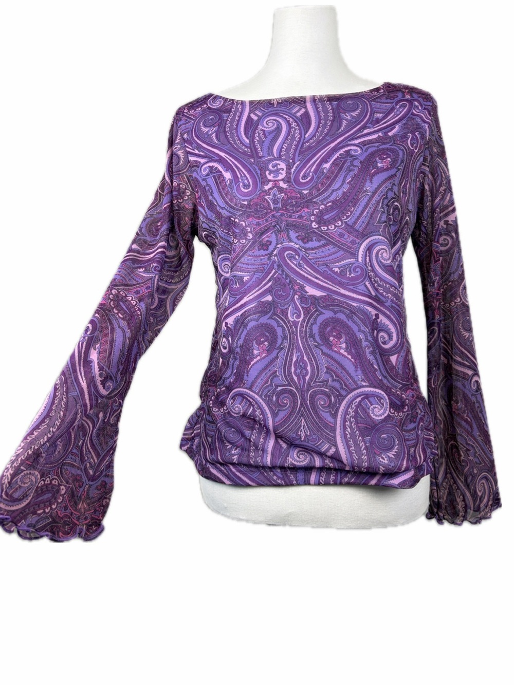 Vintage Style & Co Petite Paisley Mesh Fairy Top Sz M Boho Phoebe Hippie FLAWS